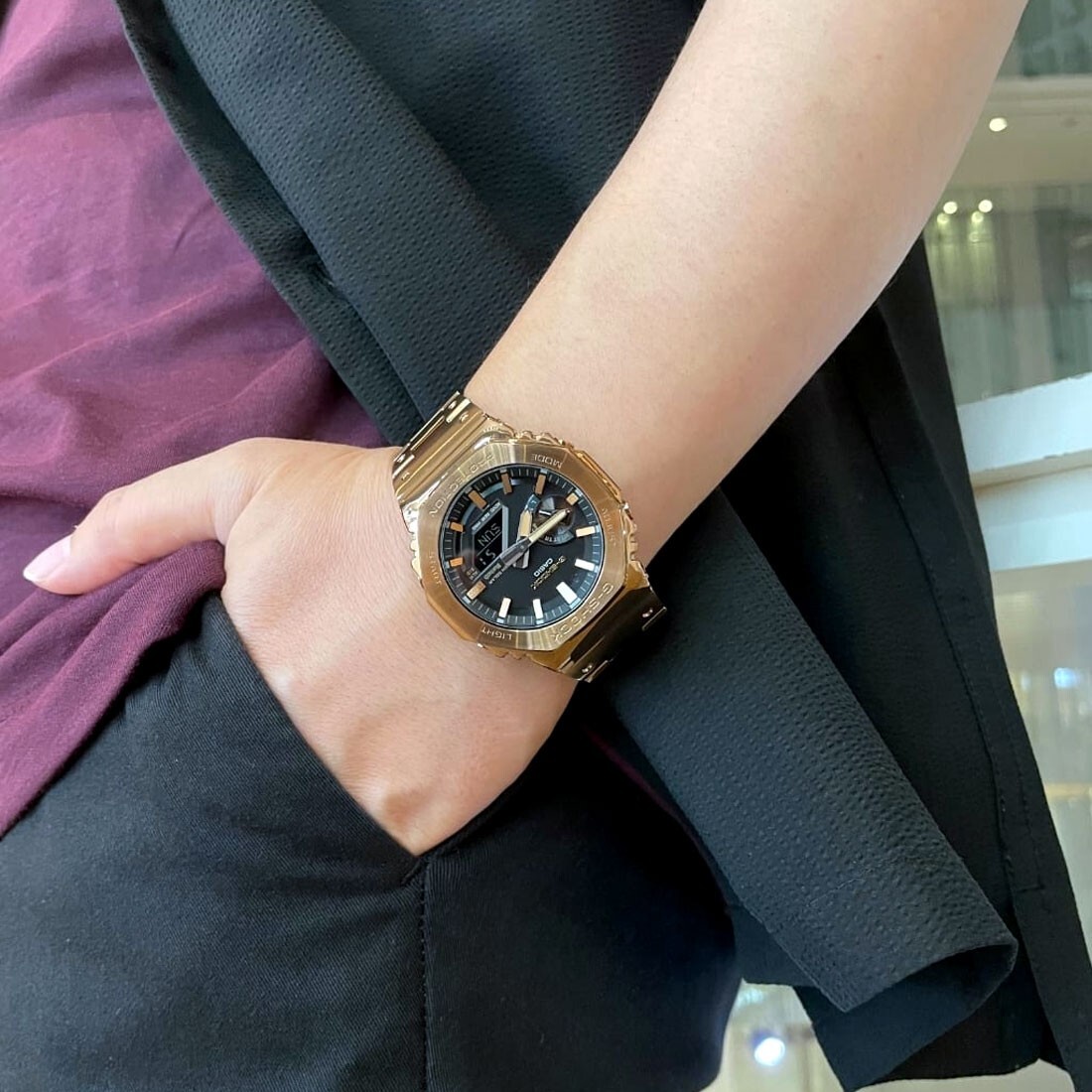 G-Shock GM-B2100GD-5A Rose Gold Metal Watch with Extra Links From
