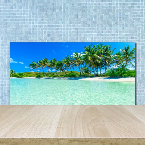 Panneau De Cuisine Sur Verre Tulup - Décoration Murale Plage Tropicale, 125x50cm, Neuf