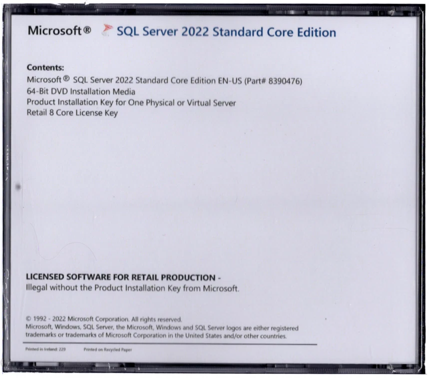 Microsoft SQL Server 2022 Standard with 8 Core License and unlimited User CALs - Image 3 of 3