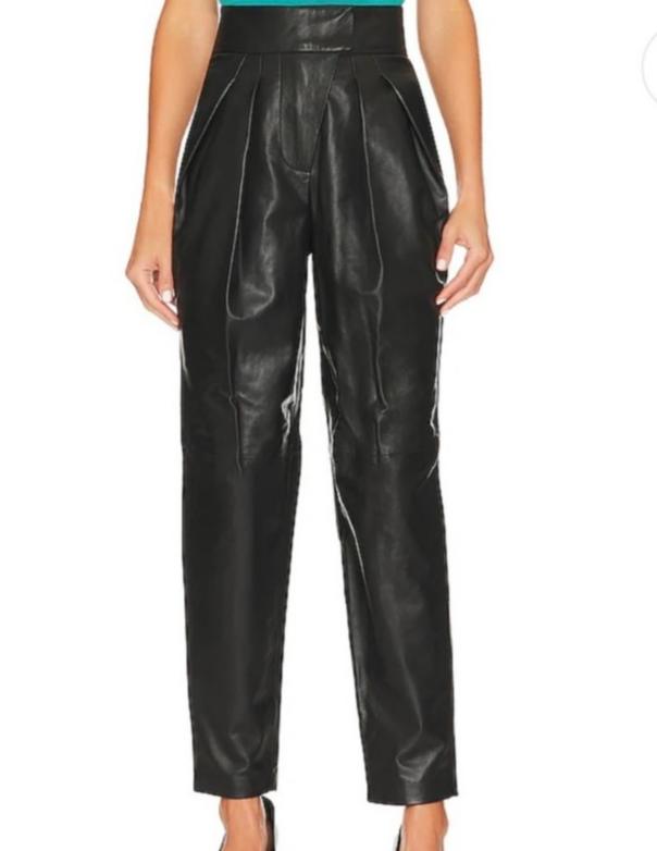 L'academie Pants Size X-Small Black Genuine Leather Kathryn Cropped Tapered Leg