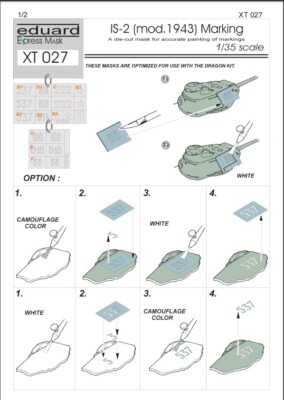 #MW22 EDUARD XT027 IS-2 MODEL 1943 MARKINGS MASK for  1/35