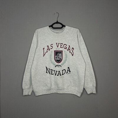 Vintage 1992 Las Vegas Nevada Herren Rundhals Pullover L/S Sweatshirt Größe L