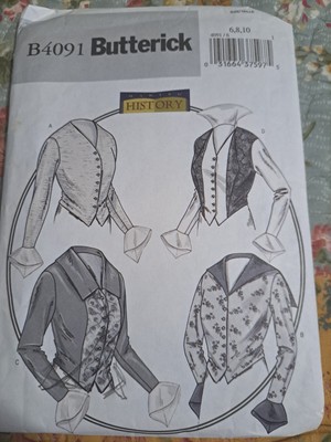 Butterick B4091 History Edwardian Downton Abbey Basque Shirt 6-8-10 costume