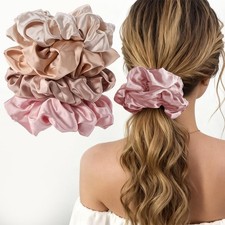 Big Scrunchies 5.9 Inch Large Satin Jumbo Oversized Elastic Style D 4 PCS