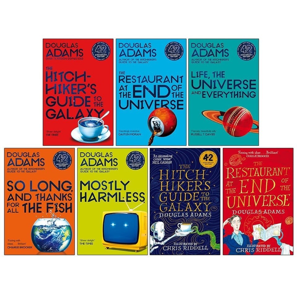 Hitchhiker's Guide to the Galaxy Series 7 Books Collection Set By Douglas Adams