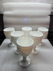Set of 6 Vintage Fenton Milk Glass Hobnail Small Wine Goblets 8 oz 5.5" Tall