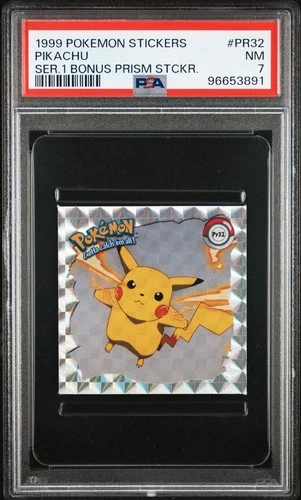1999 Pokémon Stickers Pikachu #PR32 Series 1 Bonus Prism Sticker PSA 7