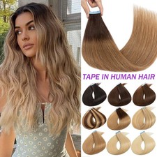 Ombre Thick Tape In Real Remy 100 Human Hair Extension Full Head Skin Weft 100G