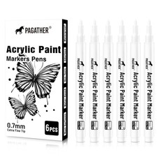 Acrylic White Paint Pens - 6 Pack 0.7mm Extra Fine 1 Count Pack of 6 ,