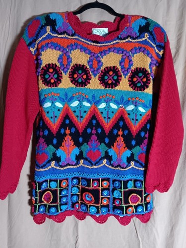 Vintage 1980s casual corner size M heavy knit sweater embroidery ...