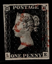 GB QV SG2, 1d black PLATE 4, USED. Cat £350. RED MX LB