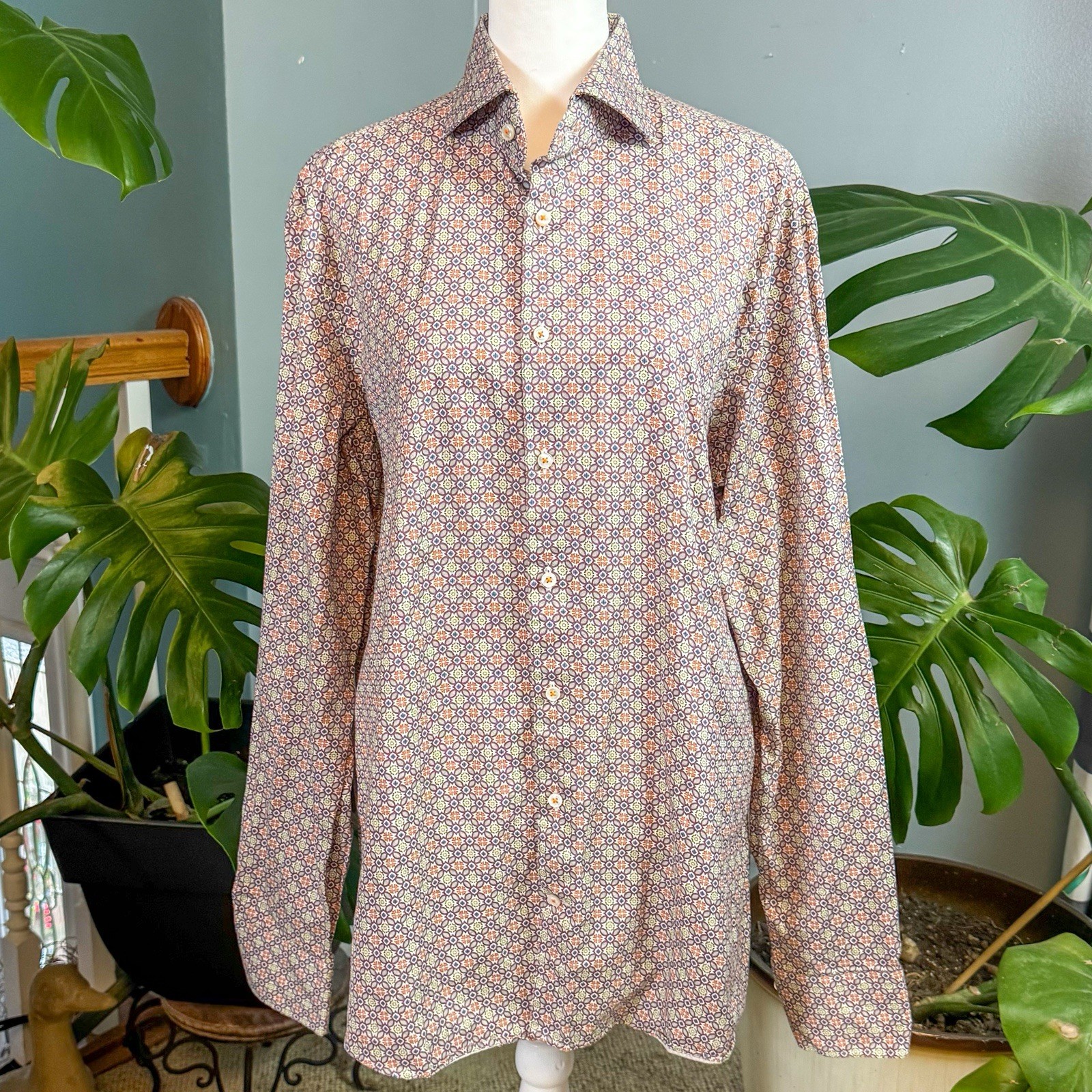 Stenströms Patterned Button-Down Dress Shirt Medi… - image 2