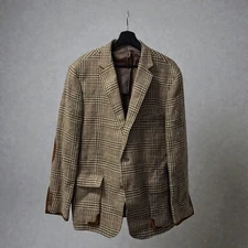 Vintage Paul Stuart Blazer Sport Coat Mens 46R Beige Houndstooth NWT NEW