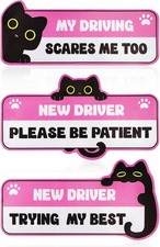 3Pcs New Driver Magnet for Car, Cute Black Cat Student Driver Color: Black Cat