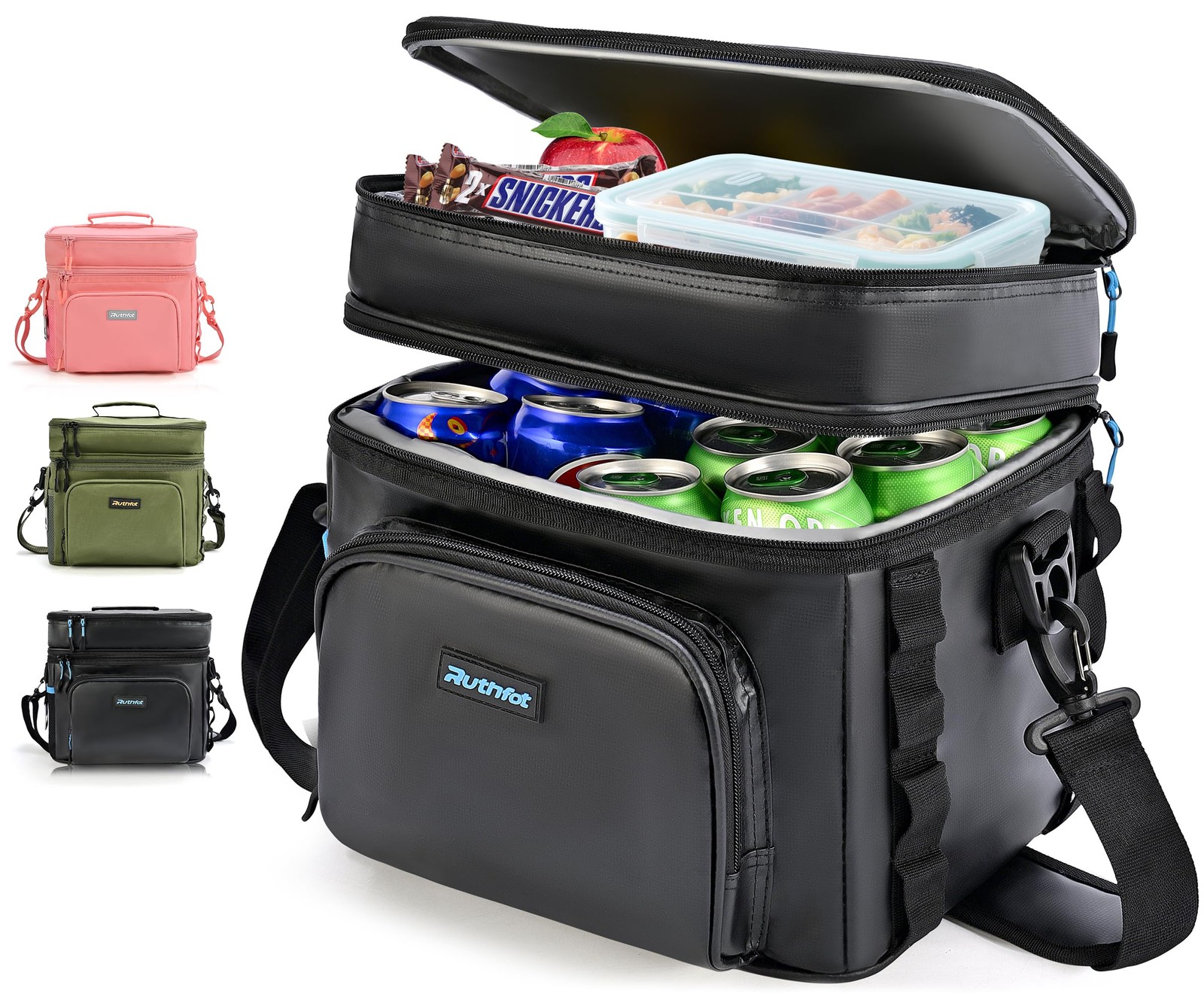 Double-Layer Insulated Cooler Foldable Lunch Box, Leakproof Cooler Bag for Me...