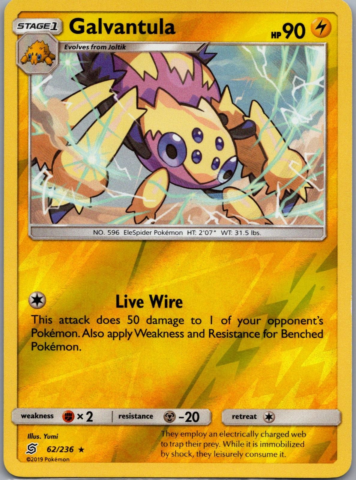 Galvantula 62/236 Rare Unified Minds Pokemon Reverse Holo Lightly Played