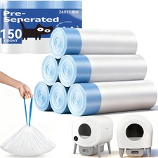 150 Count Automatic Cat Litter Box Bags 1 Pack of 150 , White