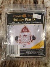 Vtg Mill Hill Counted Glass Bead Kit Holiday Pins IX: Starlight Santa Pin Kit