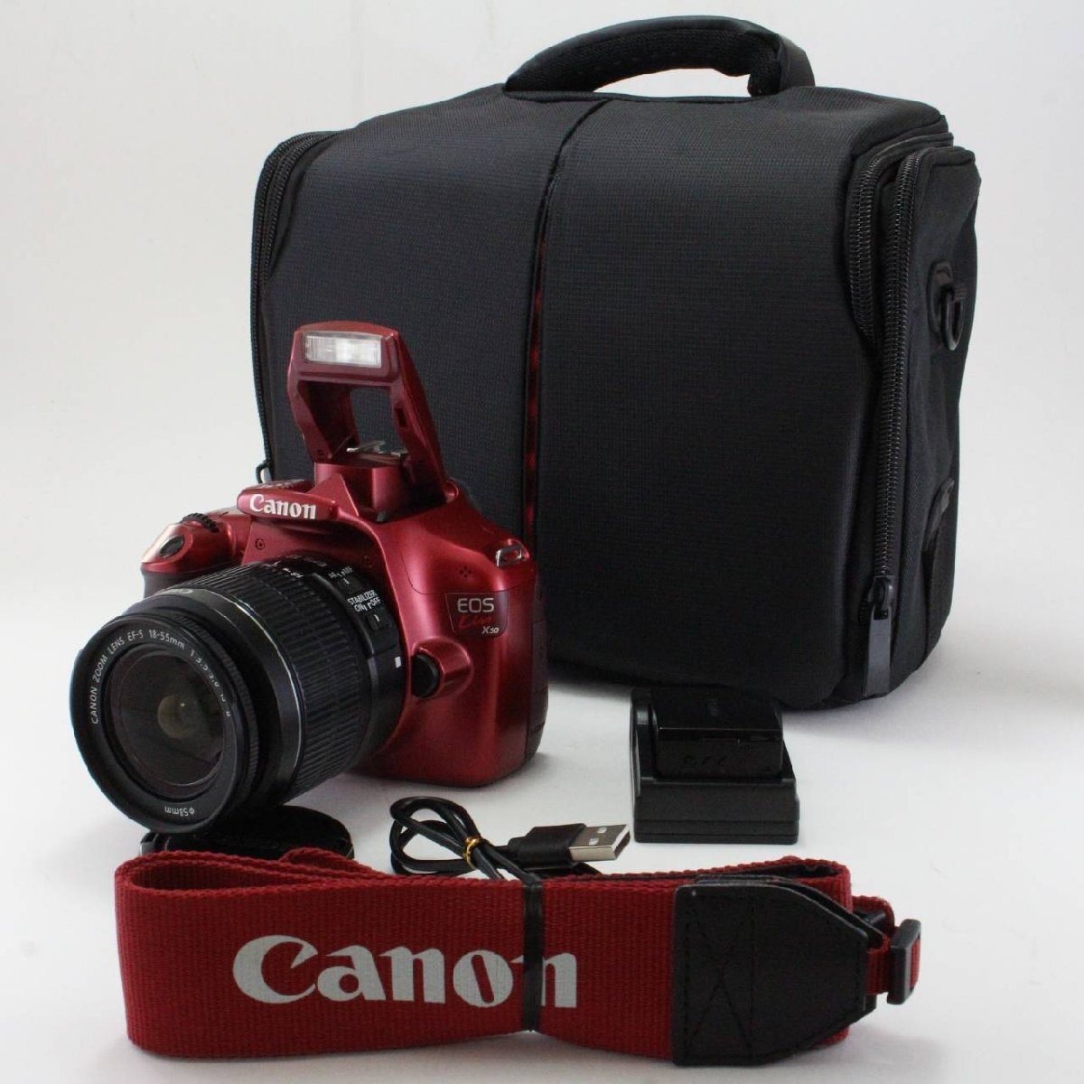 Canon EOS Kiss X50/EF-S 18-55mm (良品） Canon Eos Kiss X50 Ef-S 18-55 Is Ii Lens Kit Red Digital