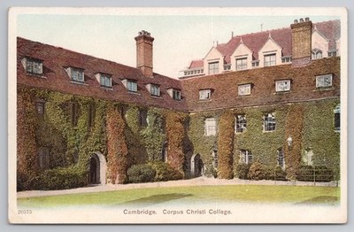 Cambridge Corpus Christi College Efeu bedeckt Quad Vintage Postkarte