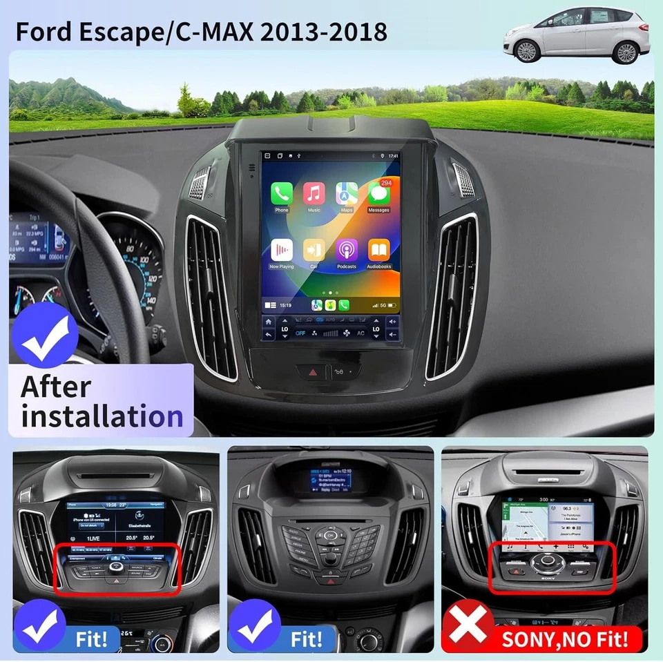 9.7'' Autoradio Android 14 GPS Für Ford Kuga Escape 2012-19 CarPlay DAB+4GB+64GB - Bild 2 von 4