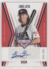 2019 Panini USA Baseball Stars & Stripes 63/299 Luke Leto #15U-LL Auto a8r
