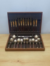 Vintage Thailand Bronze 72 Piece Canteen of Cutlery Flatware Set - Missing 2