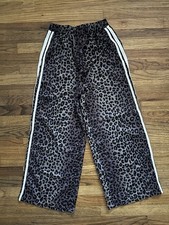 SHEIN Leopard Print Track Pants Side Stripes Wide-Leg Elastic Size Small NEW