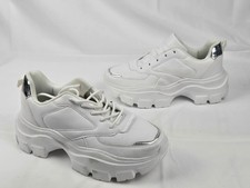 White / Silver Chunky Platform Lace Up Sneakers US Size 7