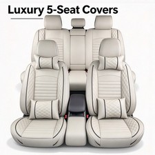 5-seats Car Seat Covers Nappa Leather Front Rear Cushion Full Set Universal
