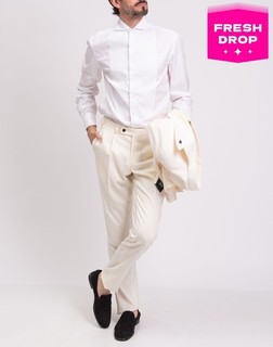 RRP€1250 BRUNELLO CUCINELLI Button Up Shirt Size M White Ribbed Made in Italy