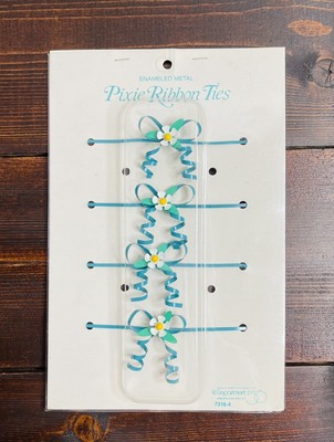 Department 56 Pixie Ribbon Ties Vtg Enameled Metal Gift Wrap Bows Daisy Flowers