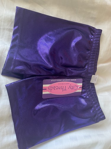 purple metallic leotard shorts made by City Threads Size 10 - Picture 1 of 4