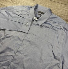 Calvin Klein Men s Slim Fit Button Dress Shirt Grey Blue Size 19 36-37 Tall New