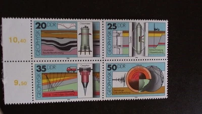 DDR Michel Nr. 2557 - 2560 ; Geophysik im 4er Block postfrisch mit Seitenrand - Bild 1 von 3