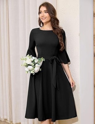 Elegantes festliches Damenkleid 3/4 Arm für Cocktail edel Herbst/Winter Weihnachten