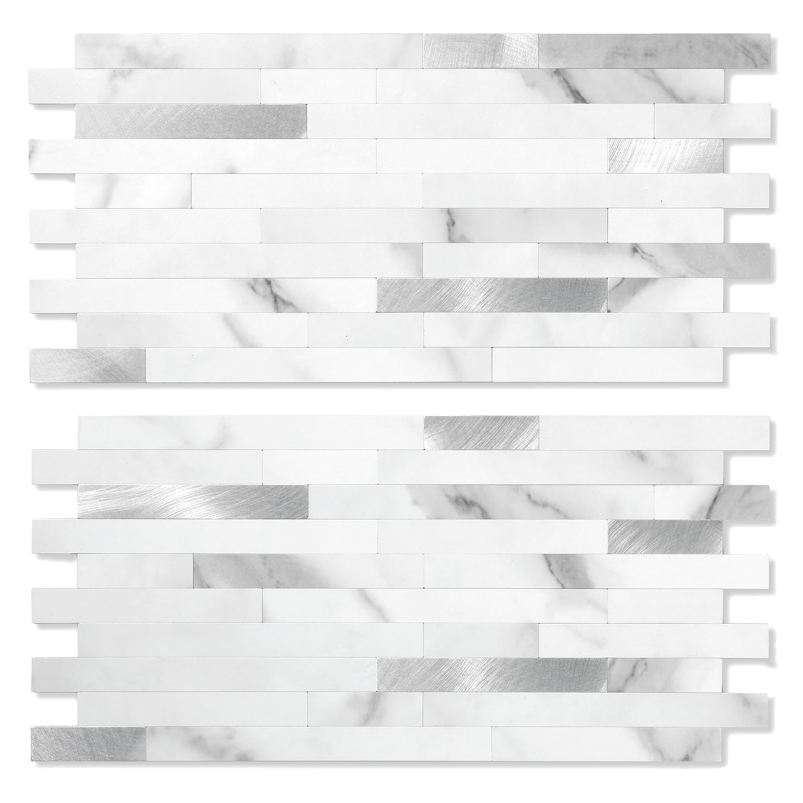 20 Sheets Peel and Stick Stone Metal Backsplash, PVC Wall Tiles Stick on Tile...