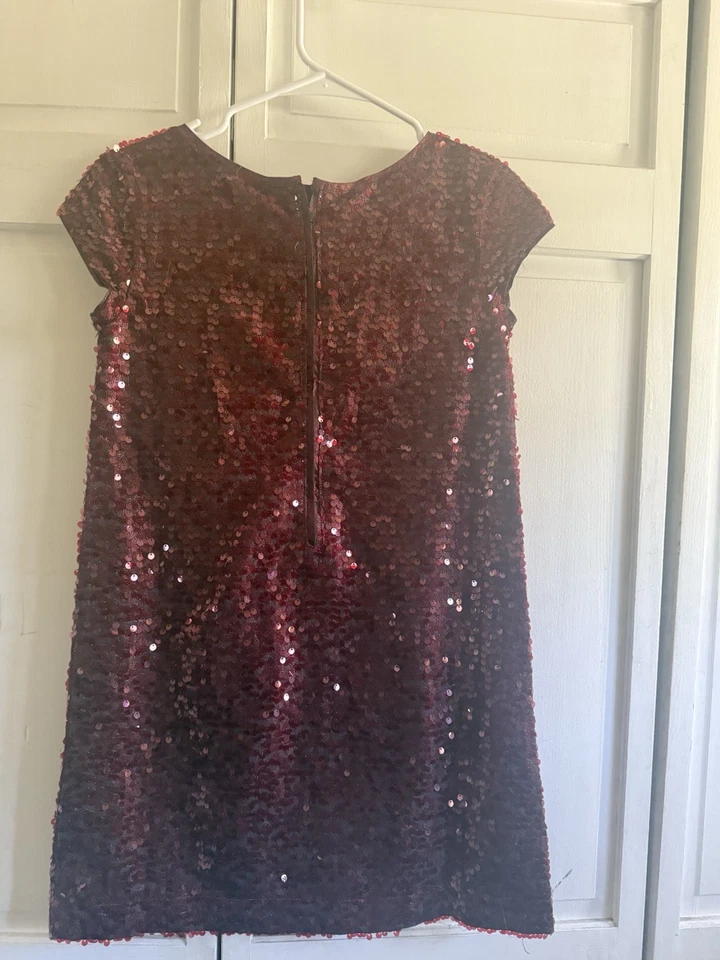 GapKids Girls Red Shift Short-Sleeve Sequined Chic Holiday Party Dress; XL (12) - Image 2 of 4