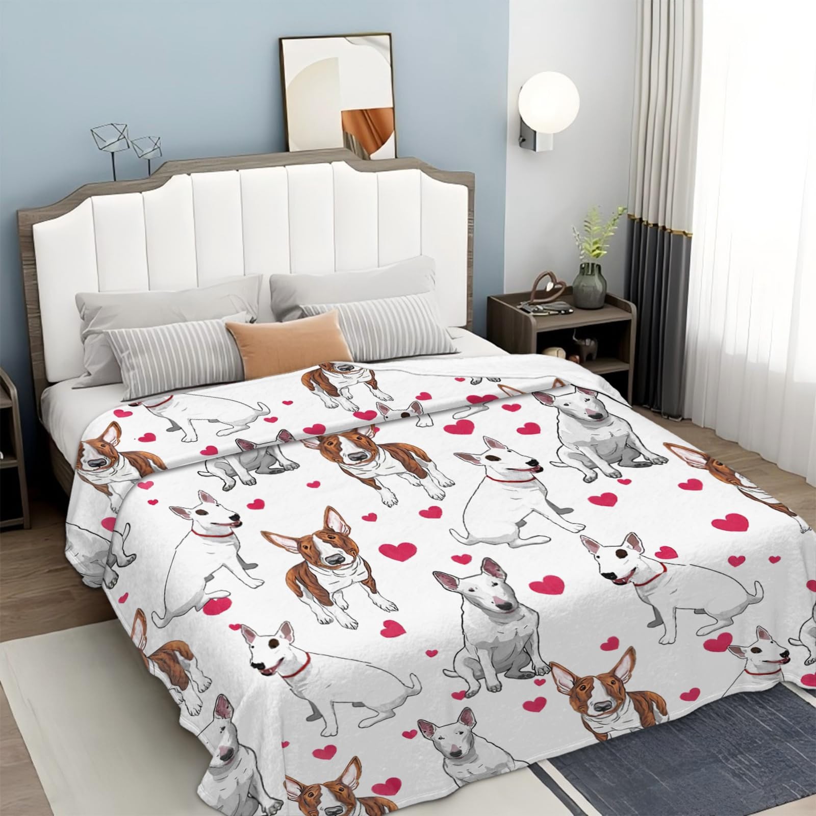 Bull Terrier Throw Blanket Dog Gifts for Girls Boys Women Men Kids Adults Sof...