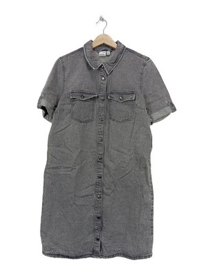 VERO MODA Jeanskleid Damen Kleid Gr. DE 38 hellgrau Casual-Look