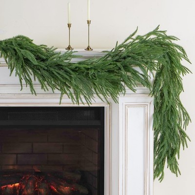 Artificial Norfolk Pine Garland, Realistic Christmas Greenery Garland for Man...