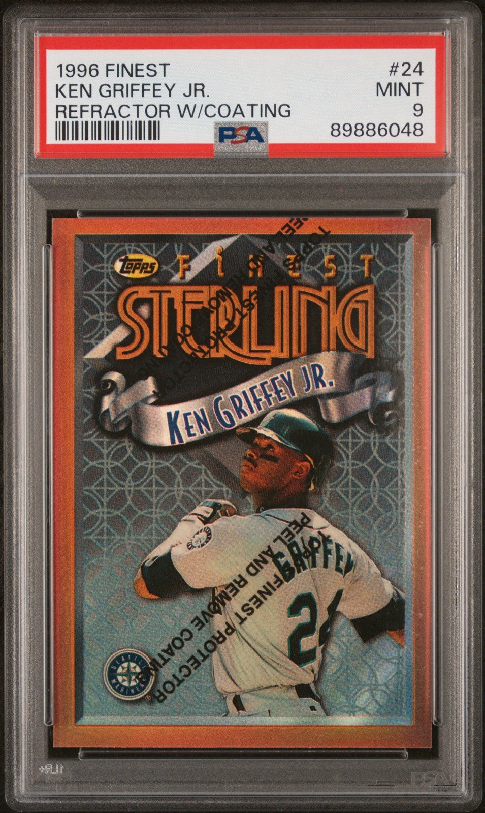 1996 Topps Finest REFRACTOR WITH PEEL #24 KEN GRIFFEY JR. PSA 9 Mint HOF