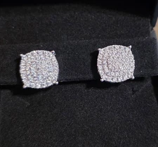 2 CT Round Cut Lab Created Diamond Cluster Stud Earrings 14K White Gold Plated