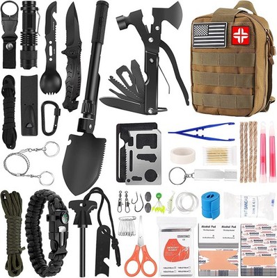 Survival Kit and First Aid Kit, 142Pcs Professional Survival Gear and Equipme...