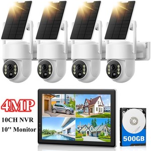 Caméras de sécurité solaire sans fil Home Outdoor CCTV Système de sécurité avec moniteur