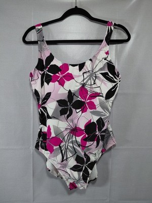 Catalina One Piece Tank Swimsuit Women's LG 12/14 Built in Bra Scoop Neck