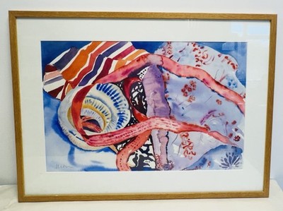 Original Abstraktes Aquarell Gemälde von Maggi Ouin ''Hermiones Taschen'' signiert