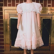 Gunne Sax Jessica Mcclintock Girls Dress 6X Vintage Pink Sheer Floral Lace Trim
