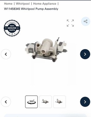 New Genuine OEM Whirlpool Water Drain Pump Assembly W11458345