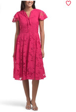 MIKAEL AGHAL Floral Lace Flutter Sleeve Fit & Flare Dress Size:10 NWT